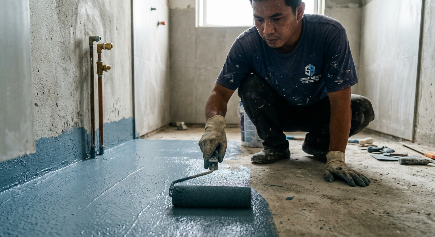 Bathroom Waterproofing dilaksanakan pada hartanah di Malaysia