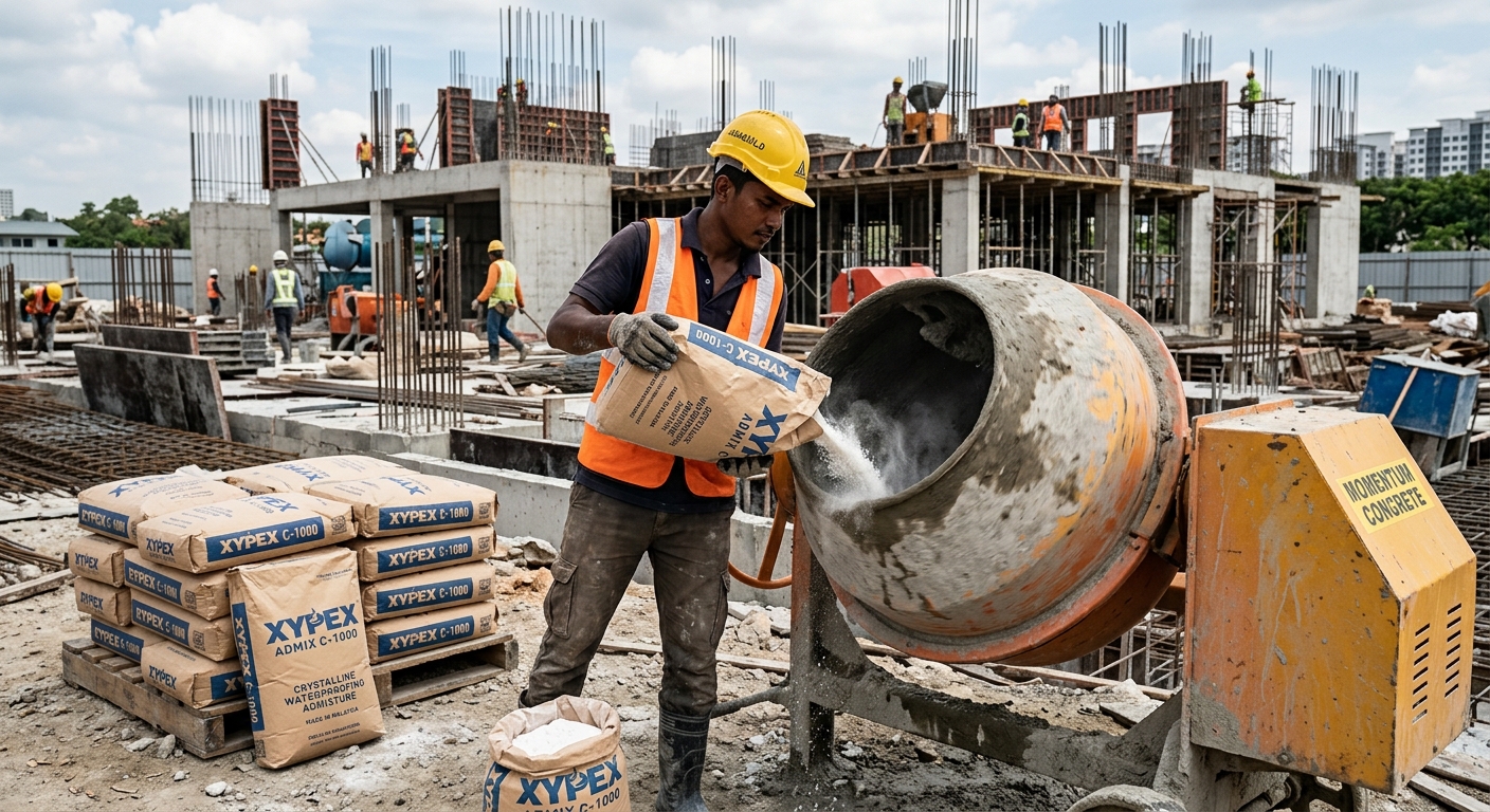 Concrete Waterproofing dilaksanakan pada hartanah di Malaysia
